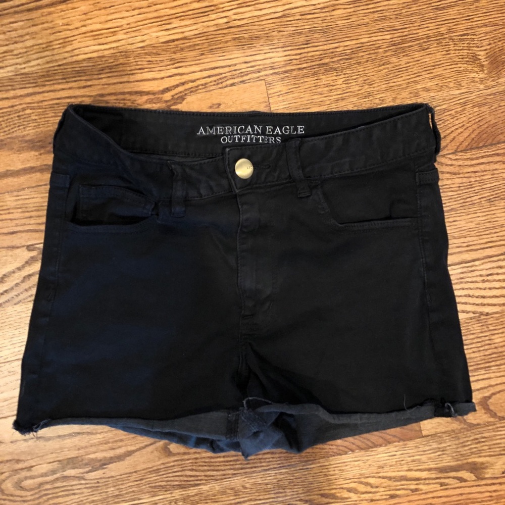American Eagle super stretch black jean shorts